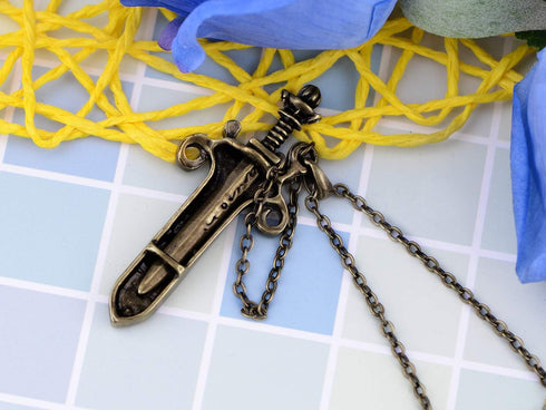 Alilang Antique Fantasy Medieval Renaissance Removable Scabbard Rune Sword Dagger Pendant Necklace...