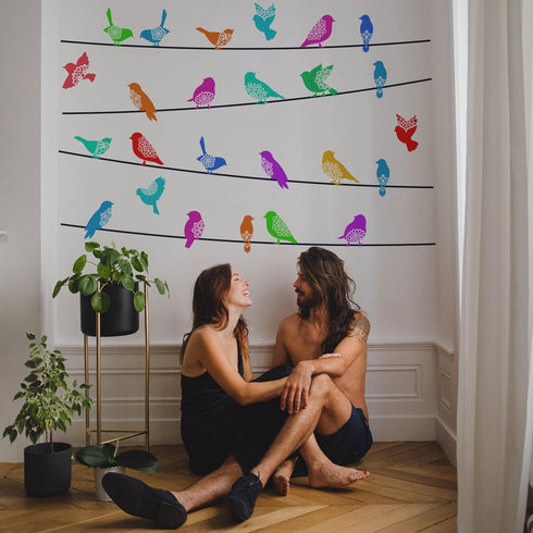 FINGERINSPIRE 12 Pcs Bird Stencil 5.9x5.9 inch Bird Silhouettes Stencil Plastic Birds with Flowers Pattern Stencil Reusable Stencil for Painting B...