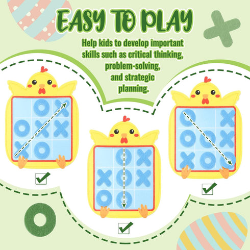 24 Pcs Easter Tic Tac Toe Game for Boy Girl Easter Mini Board Game Toys with Goody Bag Bunny Easter Egg Classic Educational Toys for Girl Boy East...