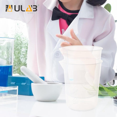 ULAB Scientific Plastic Beaker Set, 5 Sizes 50ml 100ml 250ml 500ml 1000ml, 2pcs for Each Size, Stackable with Spout, Molded Graduation, UBP1007...