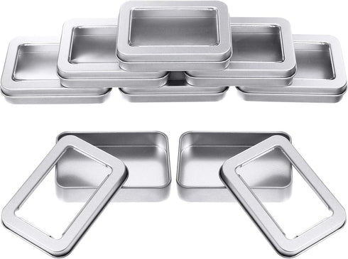 8 Pieces Tin Box Metal Tins with Lids Clear Top Empty Mini Portable Small Storage Tins Case for Home Candles, Candies, Gifts, Balms and Treasures,...