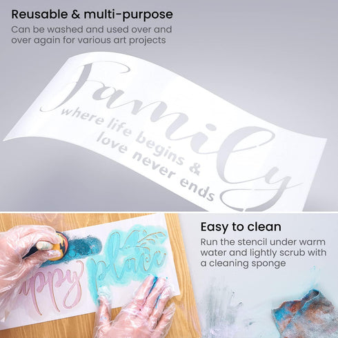 Arteza Stencils for Painting, 12 Unique Holiday Designs, 15.9 x 13.78 Inches, Thick Plastic Holiday Stencils, Art Supplies for Christmas Parties, ...