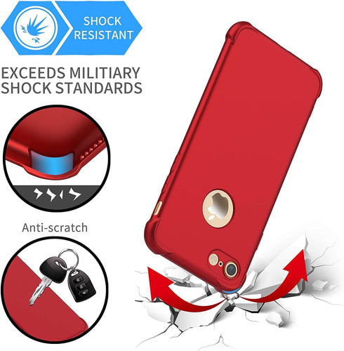 ORETECH Compatible with iPhone 7/8 Case, with 2 Pack HD Screen Protector 360° Full-Body Silicone Soft TPU Hard PC Protective Bumper Phone Case Cov...