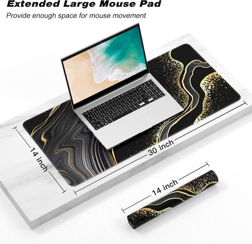 Extended Gaming Mouse Pad, XXL Large Desk Pad 30 x 14 Inch, Big Computer Keyboard Mousepad, Waterproof Mouse Mat with Stitched Edges and Non-Slip ...
