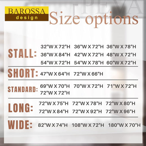 Barossa Design Longer Shower Curtain/Liner with 75 inches Height - 6 Magnets on Bottom, Heavy Duty Waterproof PEVA, PVC Free, Metal Grommets, 72x7...