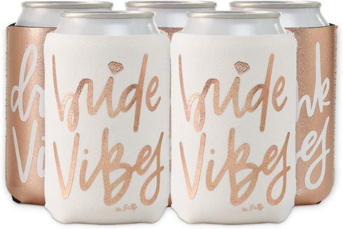 xo, Fetti Bachelorette Party Bride Vibes Can Cooler - White + Rose Gold, 10 Count | Neoprene Holder, Drink Sleeve,Bridal Shower, Engagement Party ...