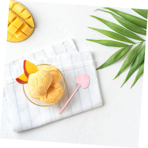 KALLORY 100pcs Mousse Spoon Cake Spoon Heart Shaped Coffee Spoons Taster Spoon Mini Spoons for Jars Small Shovel Spoons Heart Shaped Spoon Espress...