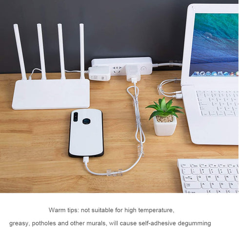 120Pcs Self Adhesive Transparent Cable Clips Wire Holder Sticky Heavy Duty Cable Clips Tidy and Organizer Drop Cord Management for TV PC Laptop Et...