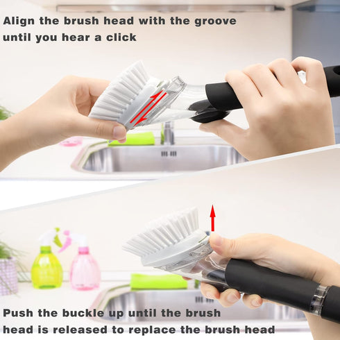 Brush Refills for OXO Dish Brush - 8 Pack Dish Brush Cleaning Soap Dispensing Head Replacement for Scrubber (White)...