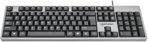 MANHATTAN Wired Computer Keyboard – Basic Keyboard - USB-A Cable, 104-keys, Foldable Stands - Compatible for Windows, PC, Laptop - 3 Yr Mfg Warran...