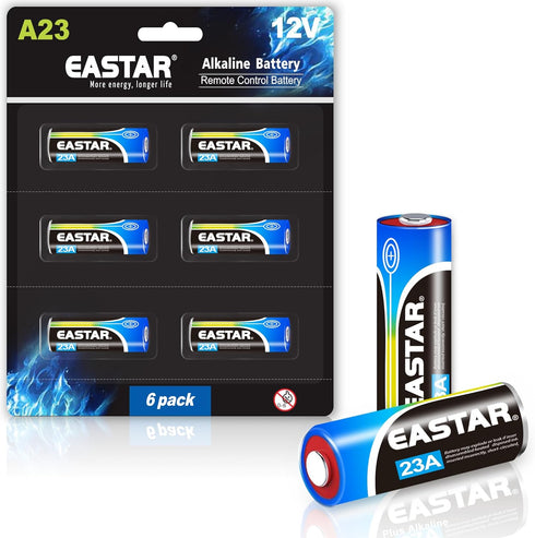 A23 12 Volt Battery - Alkaline A23 12V Batteries (6 Pack) for High-Powered Devices, Long Lasting 23A 12V Battery 55mAh for Ceiling Fan Remotes, Ga...