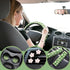 Frienda 10 Pcs Flowers Vintage Groovy Car Accessories Set Floral Steering Wheel Cover Flowers Car Air Vent Clips Center Console Armrest Cushion Ca...