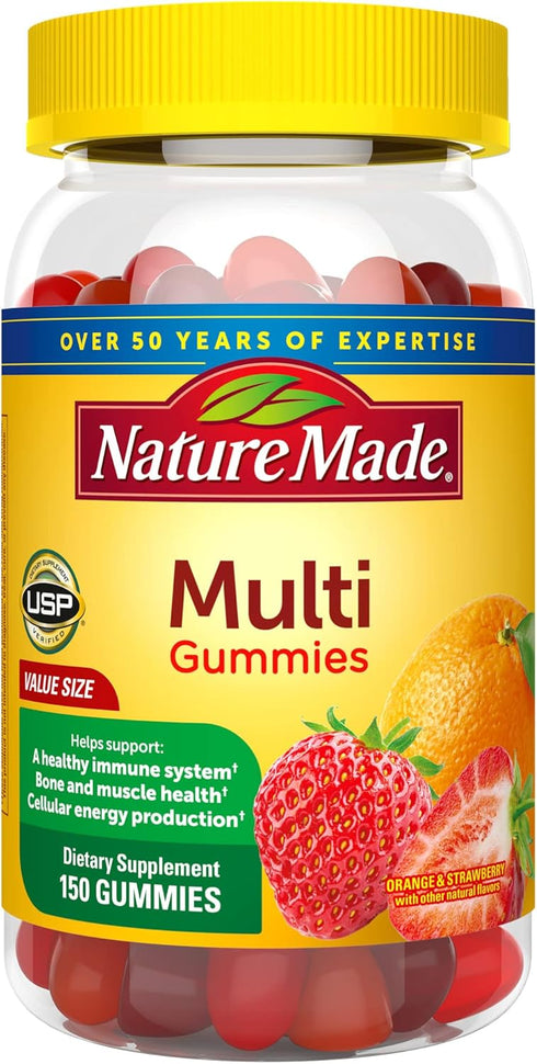 Nature Made Multivitamin Gummies, Dietary Supplement for Daily Nutritional Support, 150 Gummy Vitamins and Minerals, 75 Day Supply...