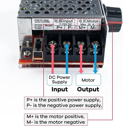 PWM Motor Speed Controller DC 7-70V 30A 12V 24V 36V 48V with 30 Amp Fuse...
