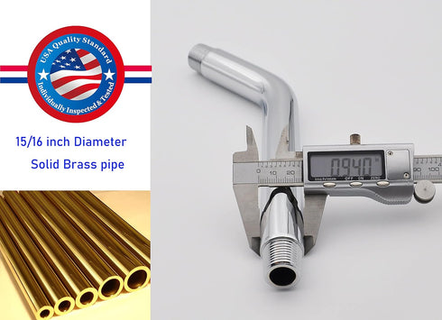 Aquaiaw Shower Arm and O-Ring Flange, 8 inch, Solid Brass, Round, Both Soldered 1/2 NPT Tapered Threads, Wall Mount Shower Arm Extension with Escu...