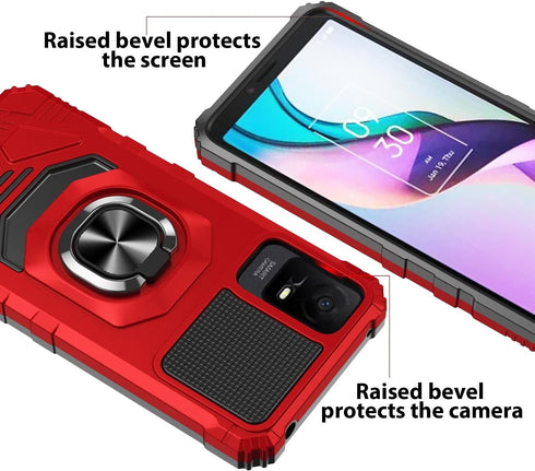 TJS Compatible for TCL ION X Case, TCL ION V Case, TCL 40 Z Case, Metal Ring Magnetic Support Kickstand Heavy Duty Drop Protection Cover Phone Cas...