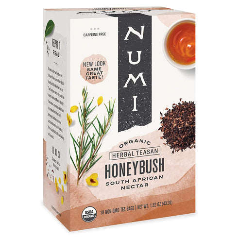 Numi Organic Tea Honeybush, 18 Count Box of Tea Bags (Pack of 3) Herbal Teasan...