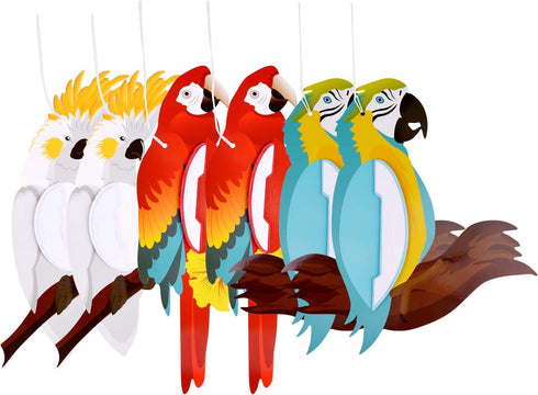 TUPARKA 6 Pieces Tropical Birds Honeycomb Parrot Hawaiian Summer Beach Tiki Bar Luau Party Home Classroom Hanging Decorations(Parrot)...