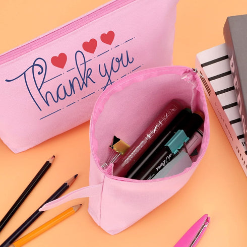 10 Pieces Cotton Canvas Makeup Bag with Bottom and Strap, Multi-Purpose Cosmetic Bag with Zipper Travel Toiletry Pouch, Blank DIY Craft Bag Pencil...