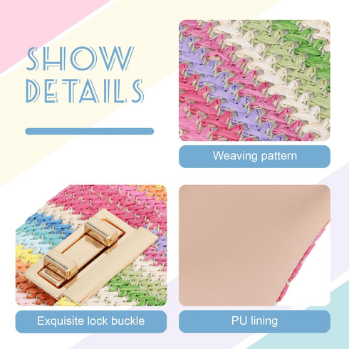 Oweisong Small Summer Straw Purse for Women Woven Beach Crossbody Bag Colorful Vacation Shoulder Handbag...