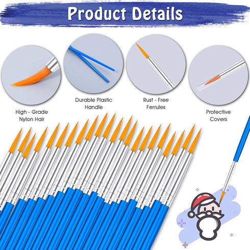 anezus 100Pcs Paint Brushes Bulk Small, for Kids Fine Set Detail Classroom Model Canvas Face Nail Art Acrylic Watercolor Craft Supplies, Blue...