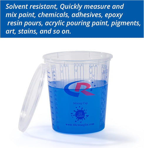 Paint Mixing Cup 20 Ounce, Accurate Measurements in Ratios and OZ. and ML, 12PCS Plastic Graduated Measuring Cups for Paint, Resin, Epoxy, Acrylic...