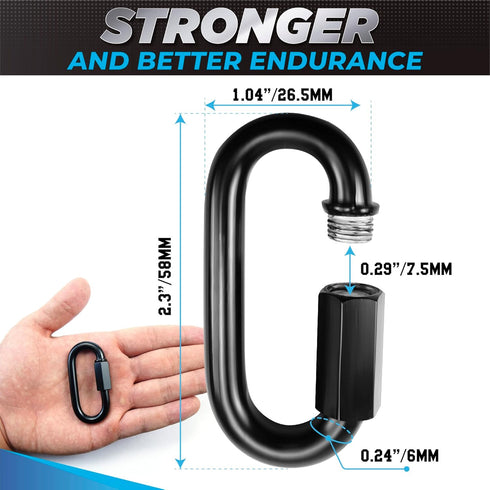 8PCS 2.3” Chain Quick Links, High Strength, Anti-Rust, Heavy Duty Chain Connector, Carabiner for Chain Connecting, Key Chain, Camping, Backpack, P...