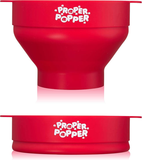 The Original Proper Popper Microwave Popcorn Popper, Silicone Popcorn Maker, Collapsible Bowl BPA Free & Dishwasher Safe - (Red)...