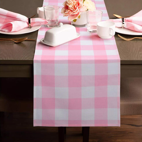 yuboo Pink Gingham Table Runner, Spring Pink and White Buffalo Check Plaid Table Cloth 72 Inches Long for Gingham Party Supplies, Rustic Farmhouse...