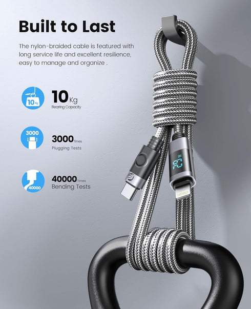 ORICO USB-C to Lightning Cable, 29W PD Syncing Cord LED Display Fast Charging, High Speed Data Transfer Cord Compatible with iPhone 13 12 11 Pro M...