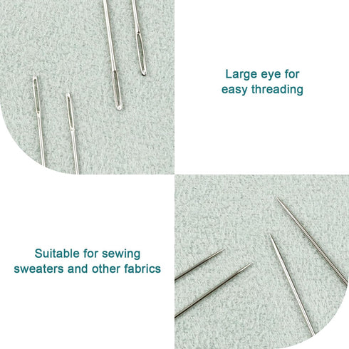 FIVEIZERO 80/40 PCS Large Eye Sewing Needles, 7 Sizes Sewing Sharp Needles, Leather Needle Embroidery Thread Needle, Stainless Steel Yarn Knitting...