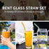 10 Pack Reusable colorful Glass Straws, 8" Shatter-Resistant Bent Drinking Straws for Smoothies, Milkshakes, Hot/Cold Drinks, with 2 Cleaning Brus...