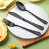 LIANYU 9-Piece Kids Black Silverware Set, Stainless Steel Toddler Utensils, Hammered Metal Flatware Cutlery Set Preschooler, Children Tableware In...