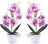 XONOR Artificial Orchid Flowers, 2 Pieces Potted Fake Orchids with Plastic Vase for Table Centerpiece Home Decor Office Wedding Party Decoration...