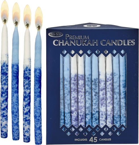 Rite Lite Premium, Pack of 45 Chanukah Candles, Splash Blue and White, For your Hanukkah Menorah...