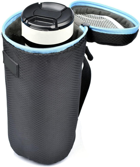 4Pcs Camera Lens Pouch, DSLR Camera Lens Pouch Neoprene Waterproof Lens Bag Zipper Bag with Metal Hook for Camera Lens...