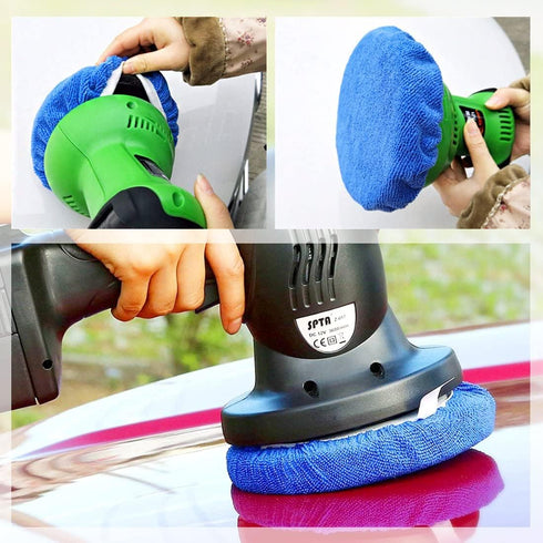 Glarks 5Pcs 9-10 Inch Car Polisher Pad Bonnet Soft Microfiber Polishing Bonnet Buffing Pad Cover for 9" and 10" Car Polisher...