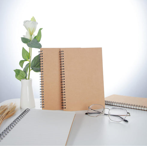 TWONE Notebook, College Ruled Spiral Notebook with Kraft Brown Soft Cover for Note Taking, Home, School, 100 Pages 50 Sheets Notebook, 5-1/2x8-1/4...