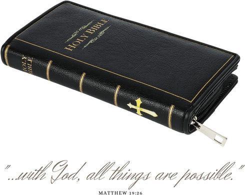 Bible Wallet | Vinyl Holy Bible Wallet | Bible Verse Faux Leather Wallet | Zipper Wallet | Checkbook Wallet Easter Gifts | Ressurection Sunday Gif...