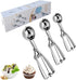 Ice Cream Scoop, 3Pcs Cookie Scoop Set, Stainless Steel Ice Cream Scooper with Trigger Release, Large/Medium/Small Cookie Scooper for Baking, Cook...