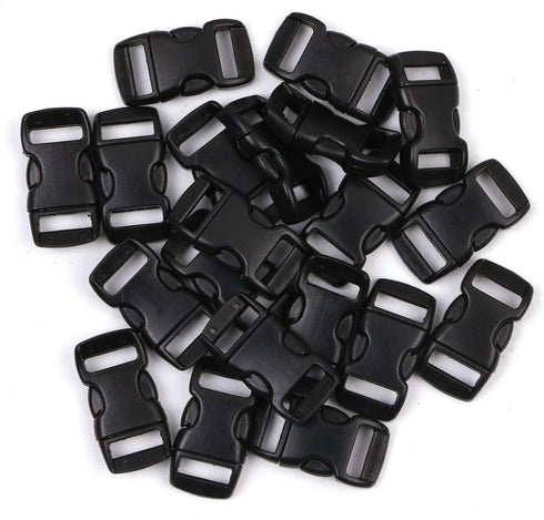 3/4 Inch, 25 Pack Black Plastic Side Release Buckle for Paracord Bracelets (3/4")...