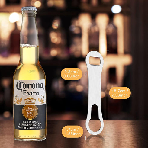 2 Pieces V Rod Bottle Opener and Pour Spout Remover Flat Dog Bone Metal Bar Speed Key Opener Stainless Steel for Bartenders Home Kitchen, Silver...