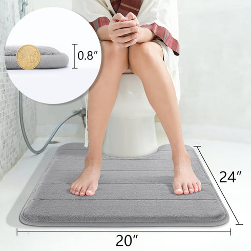 Yimobra Memory Foam Toilet Bath Mat U-Shaped, Commode Contour Rug, Soft and Comfortable, Super Water Absorption, Non-Slip, Thick, Machine Wash and...