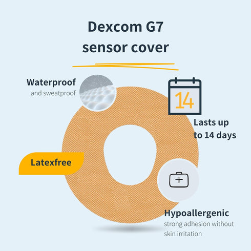 10 x Dexcom G7 Sensor Covers, Ringpatch, Last Up to 14 Days, Sweat & Waterproof, CGM, Glucose Monitor Protection, Black...