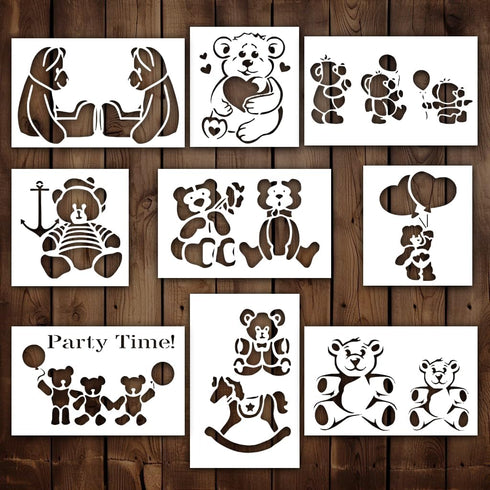 Teddy Bear Stencil | Teddy Bear Kids Children Party Stencils for Painting on Wood, Glass, Wall, Rock, Fabric, Walls, Canvas, Glassware | Bear Sten...
