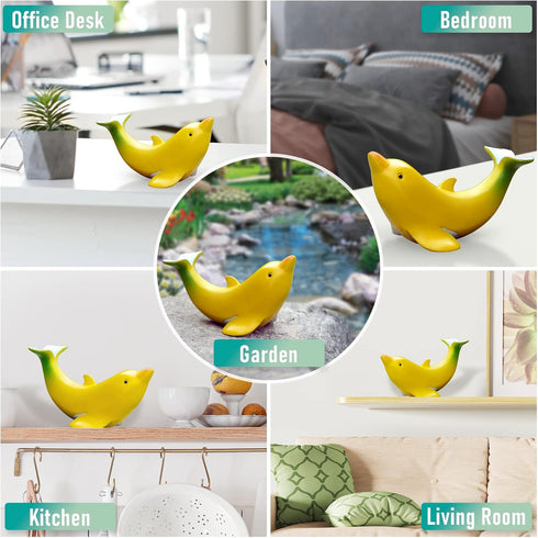Lhocm Cute Banana Dolphin Home Decor Garden Statues, Funny Dolphin Ornaments Handmade Garden Gnomes for Garden, Home, Living Room, Office, Pool De...