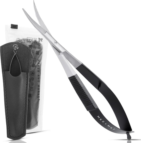 Spring Action Curved Blade 4.5 Inch EZ Snip Squeeze Scissors with Pouch Sleeve for Applique, Embroidery, Fabric, Thread, Knitting, Sewing, Arts & ...