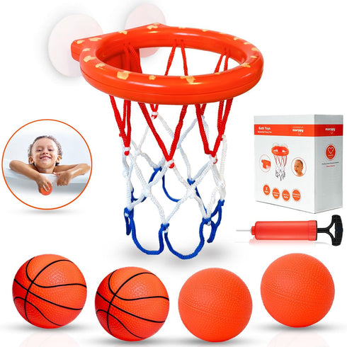 Bath Toys - Bathtub Basketball Hoop for Toddlers and Kids - Bathtub and Shower Toys with 4 Soft Balls, Mold Free and Strong Suction Cup, Fun Bath ...