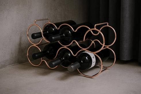Dependable Industries inc. Essentials Rose Gold Stackable Table Top Wine Rack - Holds up to 7 Bottles and Keeps Wine Horizontal to Prevent Oxidati...