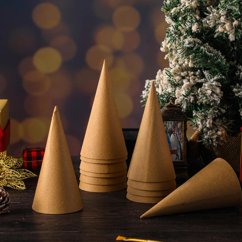 Zhanmai 12 Pcs Paper Mache Cones Open Bottom Cardboard Craft Cones for Valentine's Day St. Patrick's Day DIY Gnomes Ornament Cone Tree Decorations...